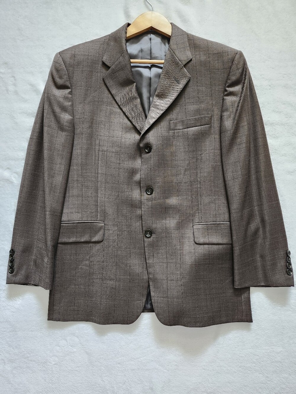 Loro Piana Brown x Gilbert & Lodge 42 Short Plaid Blazer Jacket‎ Super 120s Wool